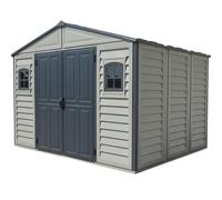 Duramax - caseta cobertizo jardín - WOODBRIDGE PLUS 10X8 - Poliuretano PVC - color gris claro y oscuro