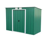 Duramax Eco Pent Roof 8 x 4 - Cobertizo de Metal galvanizado en Caliente para Almacenamiento de Herramientas de jardín, Color Verde con Adornos blanquecinos