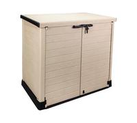 Duramax StoreAway 1200L Plastic Garden Shed/Flat Lid, Outdoor Storage Shed, Wheelie Bin Hideaways, Wheelie Bin Box, Durable Construction, Ideal for Bikes, BBQs & 2X 240L Bins, 145x85x125 cm, Taupe