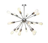 Durante lámpara Sputnik Mediados Siglo luz Dorada, Accesorio Barra latón Altura Ajustable para la Sala Estar Dormitorio Techo Piso Inclinado, iluminación de Comedor, 18 Testa, Cromado