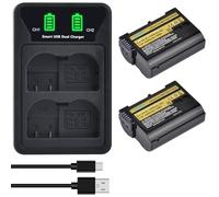 DuraPro 2 baterías EN-EL15C EN-EL15C de 2280 mAh + cargador LED USB dual con puerto tipo C para Nikon EN-EL15a EN-EL15b Z6 II Z7 II Z5 Z6 Z7 D500 D600 D750 D800 D810 D850