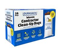 DURASACK Bolsa de limpieza para contratistas resistente, 40 galones, reutilizable, de polipropileno, tejido blanco, bolsa para contratistas, paquete de 20 (LAM-3045DS)