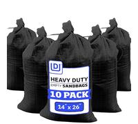 DURASACK Bolsas de arena resistentes con cuerdas de corbata, bolsas de arena de polipropileno tejidas vacías para control de inundaciones con 1600 horas de protección UV, capacidad de 50 libras, 14 x