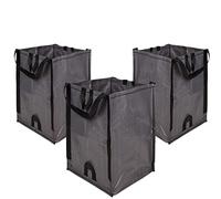 DURASACK Heavy Duty Home and Yard Waste Bag 48-Gallon Woven Polypropylene, Reusable Lawn and Leaf Garden Bag with Reinforced Carry Handles, Pop-Up Self-Standing Garbage Can, Gray, Pack of 3 (BB-2028)