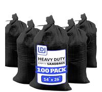 DURASACK Sacos de arena de polipropileno con cordones resistentes vacíos, 1600 horas de protección UV, capacidad de 22,7 kg, 35,5 x 66 cm, color negro, paquete de 100 unidades