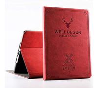 DuraSafe Fundas para iPad Pro 11 pulgadas 1 Gen 2018 A1980 A1934 A2013 A1979 (no caben en PRO 11 2020) Patrón de ciervos cubierta inteligente con par de lápices y soporte de carga, vino