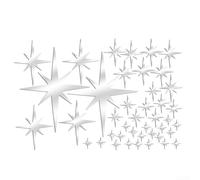 Durashmall 42 calcomanías de pared acrílicas de espejo de estrella extraíbles decorativas para el hogar, oficina, aula, dormitorio, cocina, fondo de TV en plata, dorado y azul (plata)
