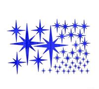 Durashmall 42 calcomanías de pared acrílicas de espejo de estrella extraíbles decorativas para el hogar, oficina, aula, dormitorio, cocina, fondo de TV en plata, dorado, azul (azul)