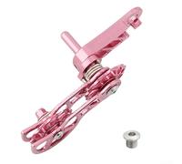 Durashmall Aleación 6061 CNC Guía de cadena de bicicleta con 11T Metal doble polea Anti-caída Desviador suspensión Mount para bicicleta plegable de montaña Negro (rosa)