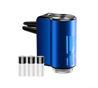 Durashmall Ambientador de aire recargable para coche, con arranque automático, funcionamiento silencioso, 3 niveles de fragancia, difusor de aroma de metal para vehículo, baño, dormitorio, negro (azul