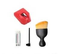 Durashmall AT-VMN95E - Lápiz capacitivo de repuesto para tocadiscos Audio-Technica con punta elíptica, vástago de aluminio, incluye cepillo y cables de conexión, color verde (rojo)