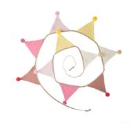 Durashmall Banderines triangulares de algodón de doble capa coloridos, guirnalda de tela de 2,6 m, para fiestas de cumpleaños, camping, decoración de habitación de niños, decoración de festivales