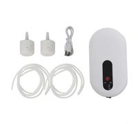 Durashmall Bomba aireadora recargable de cebo vivo, oxigenador USB con piedra de aire y tubo para fallo de energía del acuario, batería de 1500 mAh, color blanco (tubo doble)
