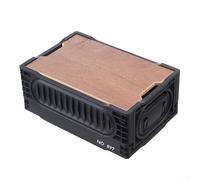 Durashmall Caja de almacenamiento plegable de camping con tablero superior de madera extraíble, baúl plegable al aire libre para picnic senderismo, cesta de polipropileno grueso con asas (B)
