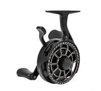 Durashmall Carrete de pesca en hielo con rodamientos de metal 3+1, engranaje de latón y sistema de freno magnético para aguas profundas, línea de pesca de invierno, descenso lento, dorado (mano