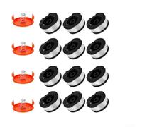 Durashmall Carrete de recortadora de césped para Black and Decker AF100, paquete de 12 carretes de repuesto con cubiertas y resortes para cabezales de césped GL280 GL301, línea preenrollada para una