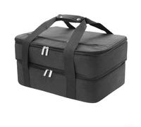 Durashmall Cazuela aislada 44 x 32 x 4 cm, bolsa térmica de alimentos de doble capa con bolsillo con cremallera para platos fríos y calientes, picnic, barbacoa, comida compartida, color negro