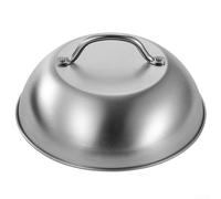 Durashmall Domo de fusión de queso de acero inoxidable de 9 pulgadas para parrillas y parrillas planas con mango vertical de tacto frío, distribución uniforme del calor, retención de humedad, bordes