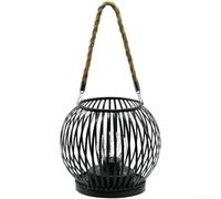 Durashmall Farol de hierro alimentado por energía solar, luz colgante de metal, impermeable, decoración de jardín al aire libre, acabado azul y negro para patio, césped, patio, camping, 11.8 x 6.7