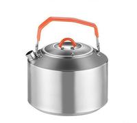 Durashmall Hervidor de té de acero inoxidable de 0,9 L y 1,5 L, para camping, senderismo, con mango aislado, fácil de limpiar, portátil, plateado, caldera de agua para viajes, picnic F (1,5 L)