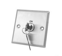 Durashmall Interruptor de llave de liberación de puerta de seguridad de acero inoxidable 86 x 86 mm, botón de metal para sistema de control ACS, botón de salida resistente a la corrosión con mecanismo