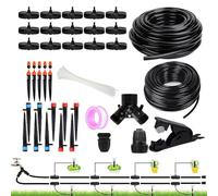 Durashmall Kit automático de riego por goteo de jardín de 98.43 pies con tubo de 5 m, 8 y 11 mm y manguera de 30 m, 4 7 mm, eyectores ajustables para césped, sistema de riego de plantas, fácil