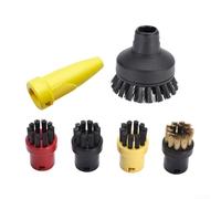 Durashmall Kit de cepillo redondo de boquilla de limpieza a vapor para Karcher SC1 SC2 SC3 SC4 SC5 SC7, accesorios de nailon PVC para modelos de mano EasyFix Premium, 4 cepillos pequeños, 1 cepillo