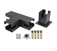 Durashmall Kit de pérgola de acero para carpintería, soportes en T para soporte de madera elevado de 4 x 4, conectores rectos y de 3 vías, juego de montaje de estructura de jardín al aire libre