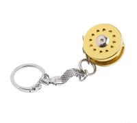 Durashmall Llavero de carrete de pesca, llavero de carrete de tambor, colgante interactivo de mango agitable, para entusiastas del aire libre, accesorio portátil compacto, para equipo de pesca de roca