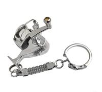 Durashmall Llavero de carrete de pesca, llavero de carrete de tambor, colgante interactivo de mango agitable, para entusiastas del aire libre, accesorio portátil compacto, para equipo de pesca de roca