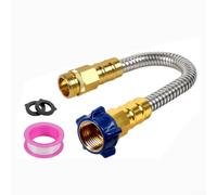 Durashmall Manguera de jardín portátil con boquilla de cobre de aluminio, tubo de agua flexible de acero inoxidable para lavado de coches, riego al aire libre, conexión resistente a fugas, fácil
