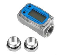 Durashmall Medidor digital de flujo de combustible de turbina de 1 pulgada con adaptador de 3/4 pulgadas para agua de queroseno diésel 8-120L min pantalla LCD de aleación de aluminio