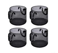 Durashmall Paquete de 4 cestas grandes de malla para plantas acuáticas con asas de PVC grueso, bolsas de cultivo de lirio de agua de loto para jardín, pecera, color negro (redondo)