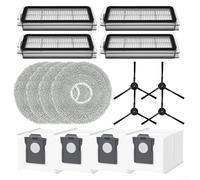 Durashmall Para Cecotec X70 Robot Kit de reemplazo de aspiradora cepillo lateral trapeador filtro bolsa polvo conjunto nylon plástico microfibra tela no tejida piezas compatibles para limpieza