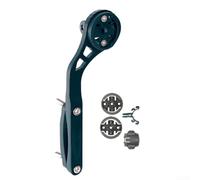 Durashmall Soporte de aleación de aluminio para computadora de bicicleta Garmin Road Bike Soporte de luz frontal integrado para manillar izquierdo o derecho, instalación en color negro 150 mm (montaje