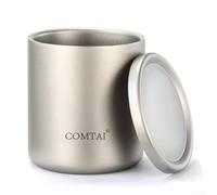Durashmall Taza de agua de titanio de doble pared con tapa y saco de cordón para casa, oficina, camping, senderismo, mochilero, 220 ml (sin asas, 550 ml)