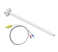 Durashmall Termopar tipo K Sonda de horno de cerámica de alta temperatura mide hasta 2372 F 1300 C con cable aislado de fibra de vidrio de 1 m, escudo de acero inoxidable, tubo de cerámica ovalado