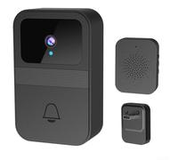 Durashmall Timbre de video inalámbrico inteligente con alertas de audio bidireccional en tiempo real y receptor de timbre para seguridad en el hogar, fácil instalación, no requiere cableado, negro