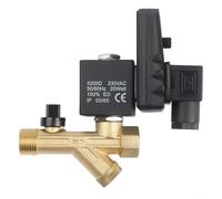 Durashmall Válvula de drenaje electrónica de 1/2 pulgada para tanque de compresor de aire, eliminación automática de condensado con rosca G1/2, cuerpo de latón AC220V 0.5-10s apertura 0.5-45min cierre