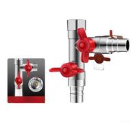 Durashmall Válvula desviadora de agua de doble interruptor, divisor de grifo de aleación de latón giratorio de 360° con válvula de bola de flujo grande, chapado en níquel, para lavadora y manguera de
