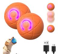 Duraspin Dog Ball 2Pcs, 2025 New Duraspin Dog Ball for Large Dogs, USB Rechargeable Durable Motion Activated Automatic Rolling Balls Toys, for All Dogs, Elastic and Bite Resistant (Orange * A*2)