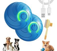 Duraspin Dog Ball, Dura Spin Ball for Large Dogs, Smart Jumping Balls for Dogs, Interactive Automatic Rolling with Lights, Portable & USB Rechargeable, Dogballs That Moves on Its Own (Blue*2)