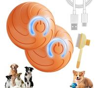 Duraspin Dog Ball, Dura Spin Ball for Large Dogs, Smart Jumping Balls for Dogs, Interactive Automatic Rolling with Lights, Portable & USB Rechargeable, Dogballs That Moves on Its Own (Orange*2)