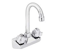 DuraSteel - Grifo de pared para fregadero de manos con pico de cuello de cisne de 3 - 1/2"