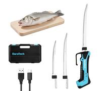 DURATECH Cuchillo Eléctrico Inalámbrico 12V para Pescado, con Cuchillas de 20 cm y 25 cm, Cuchillo Eléctrico con Batería de 2000mAh, Mango Antideslizante para Pescadores y Cocineros