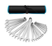 DURATECH Juego de llaves combinadas de carraca de 17 piezas, juego de llaves de carraca de boca abierta, métricas, 6-22mm, 12 puntas, con bolsa de almacenamiento