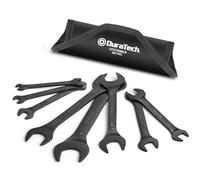 DURATECH Juego de llaves fijas dobles, 8 piezas, sistema métrico, 5,5 mm-27 mm, juego de llaves planas superfinas para espacios reducidos, recubrimiento electroforético negro, con bolsa de transporte