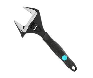 DURATECH Llave ajustable para fontanería de 250mm, Llave ajustable de apertura ancha, forjada en caída Cr-V, SAE y escala métrica marcada, agarre ergonómico