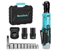 DURATECH Llave de Carraca Eléctrica Inalámbrica, 12V Atornillador de Impacto, Llave de Trinquete con Carga Rápida, 2 Packs de Batería de 2000mAh, Gatillo de Velocidad Variable, 65N.m