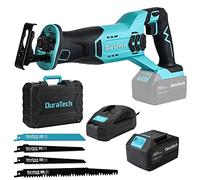 DURATECH Sierra Sable Inalámbrica, Sierra Alternativa 20V, Sierra de Sable a Batería, Incluye 4 Hojas de Sierra, Batería de 4,0 Ah, Cargador Rapido, Velocidad Variable para Cortar Madera y Metal